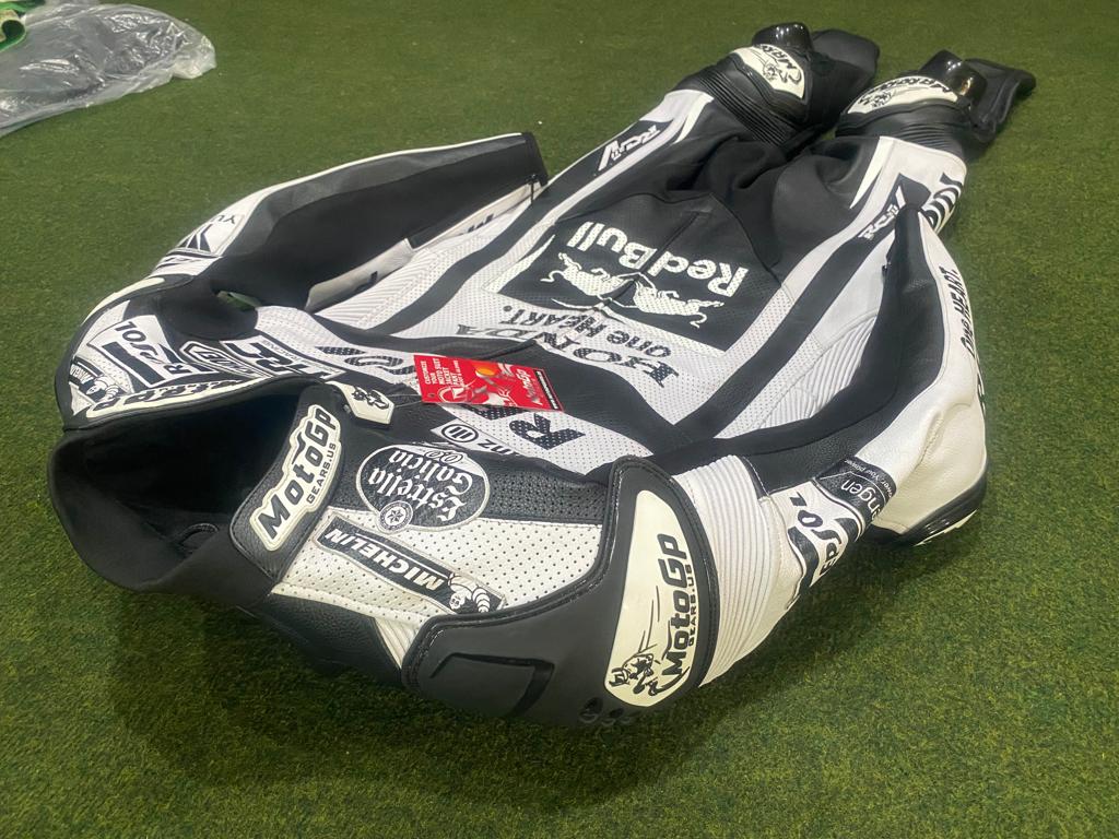 MotoGP Gears Custom made honda repsol suit black and white leather