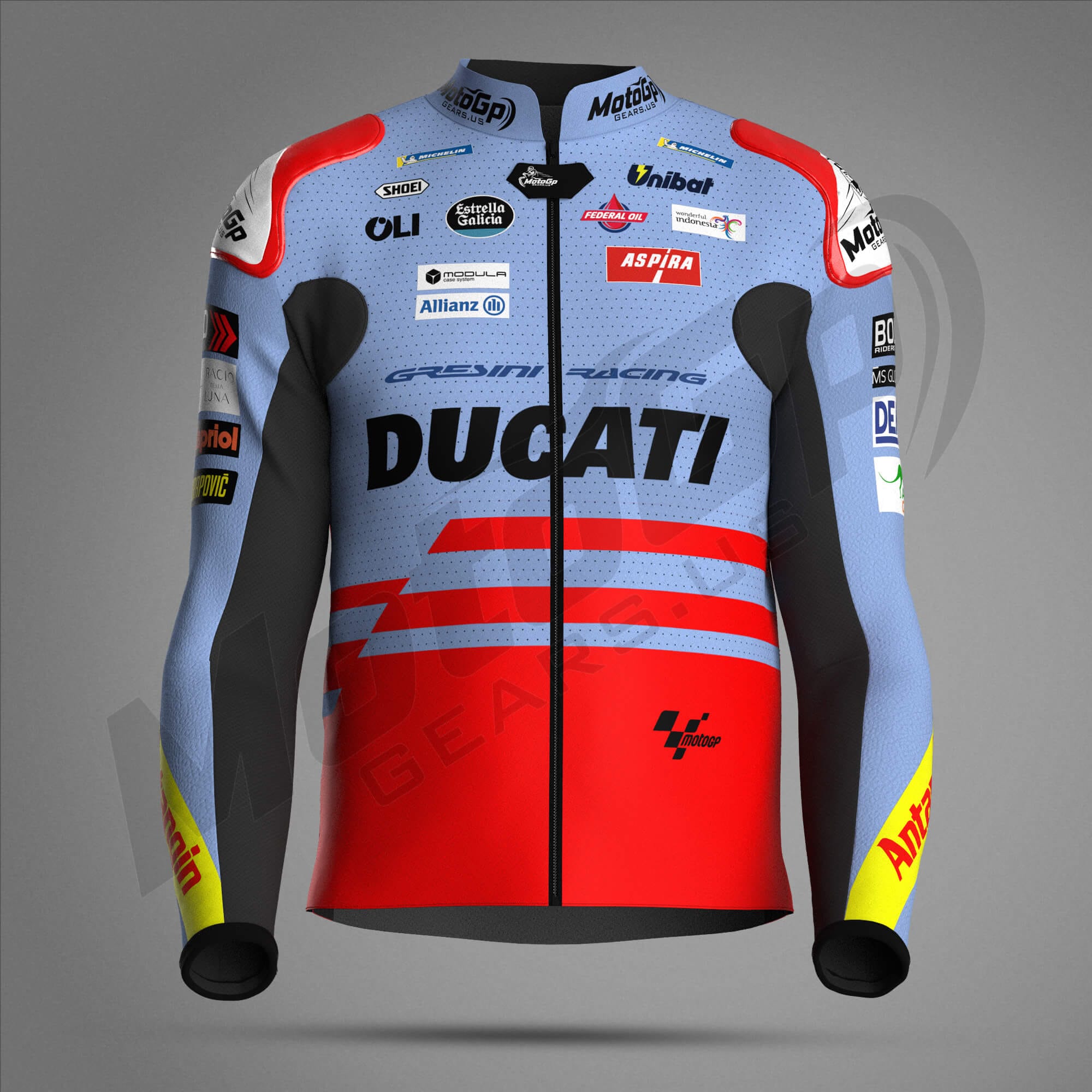 Marc Marquez MotoGP 2024 Ducati Gresini Racing Jacket Marc Marquez Ducati Gresini Premium Hide MotoGP Track Jacket - Image 1