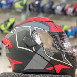 JIEKAI JK-902 Dual Visor Helmet DOT Approved – Matte Red,Black with Built-in Spoiler - Image 3