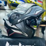 Jiekai JK902 Abstract Gray Flip-Up Motorcycle Helmet – DOT Certified, Dual Visor, Bluetooth Ready, Ventilated - Image 2