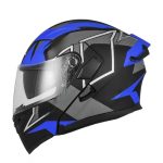 JIEKAI JK-902 Matt Blue Black Dual Visor Helmet DOT Approved – Uplift Design with Built-In Spoiler