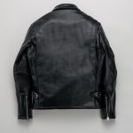Black Naked Cowhide Motorcycle Racing Jacket – Unfinished Grain CE Armor - Image 2