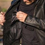 Black Waxed Cowhide Motorcycle Racing Jacket – Bomber Style - CE Armor Pockets - Image 3