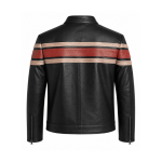 Crafter Stripe Leather Cafe Racer Jacket